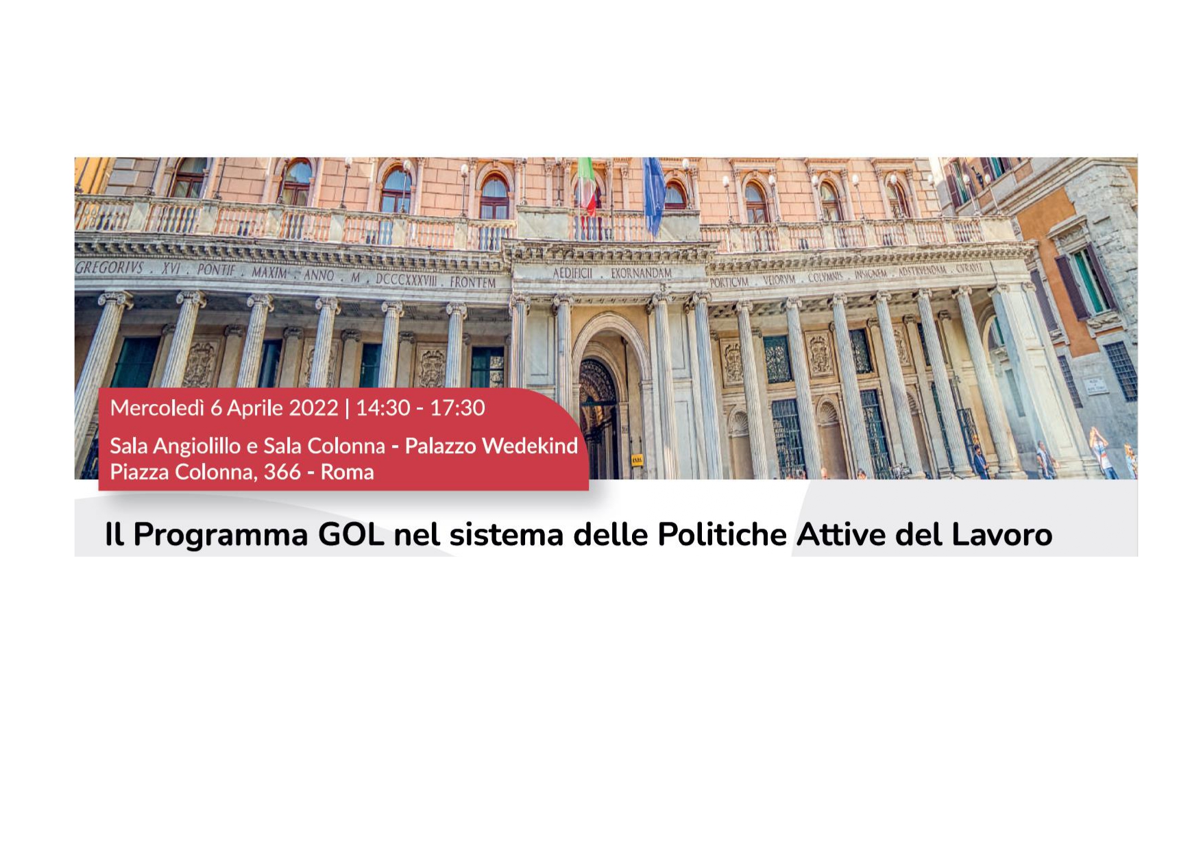 Convegno: Il Programma GOL nel sistema delle Politiche Attive del Lavoro