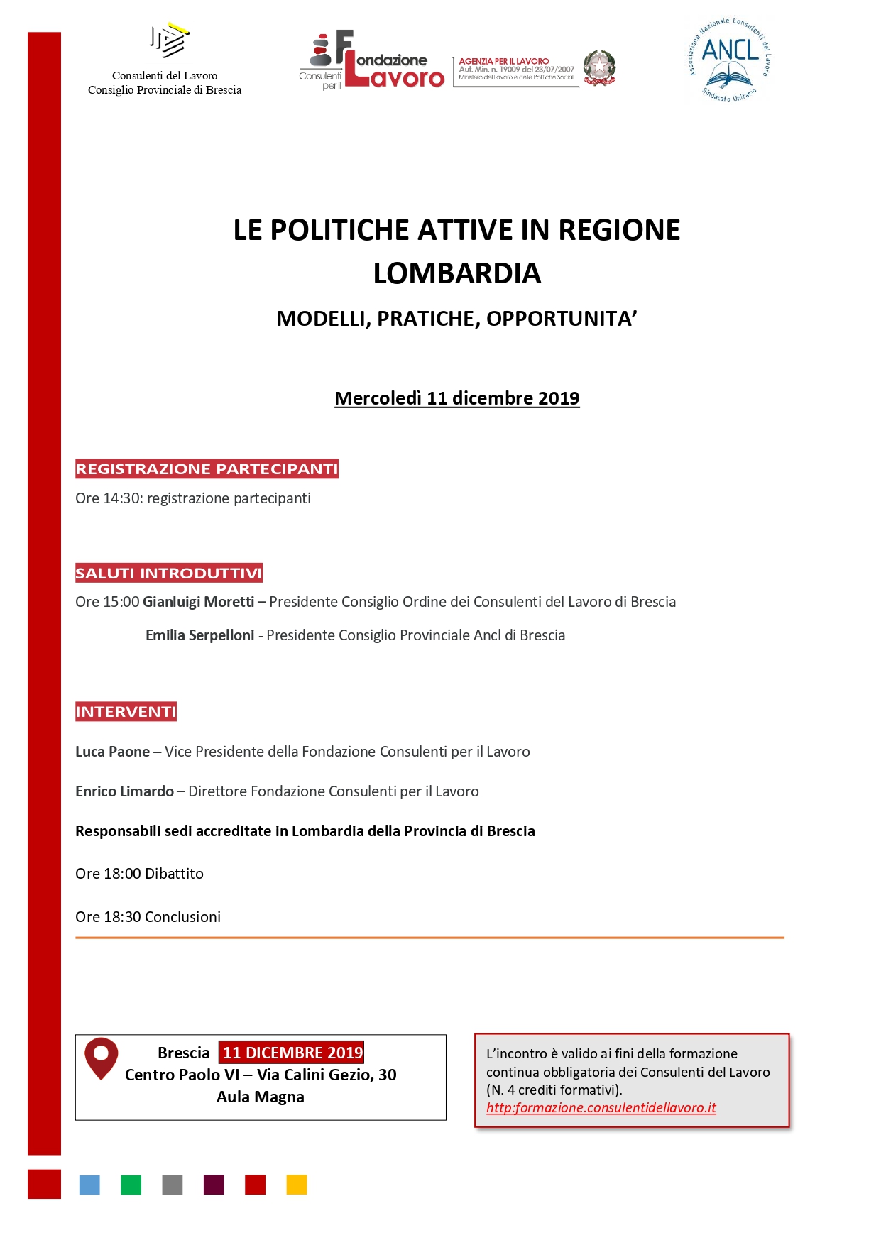 Convegno "Le Politiche Attive in Regione Lombardia. Modelli, pratiche, opportunità."